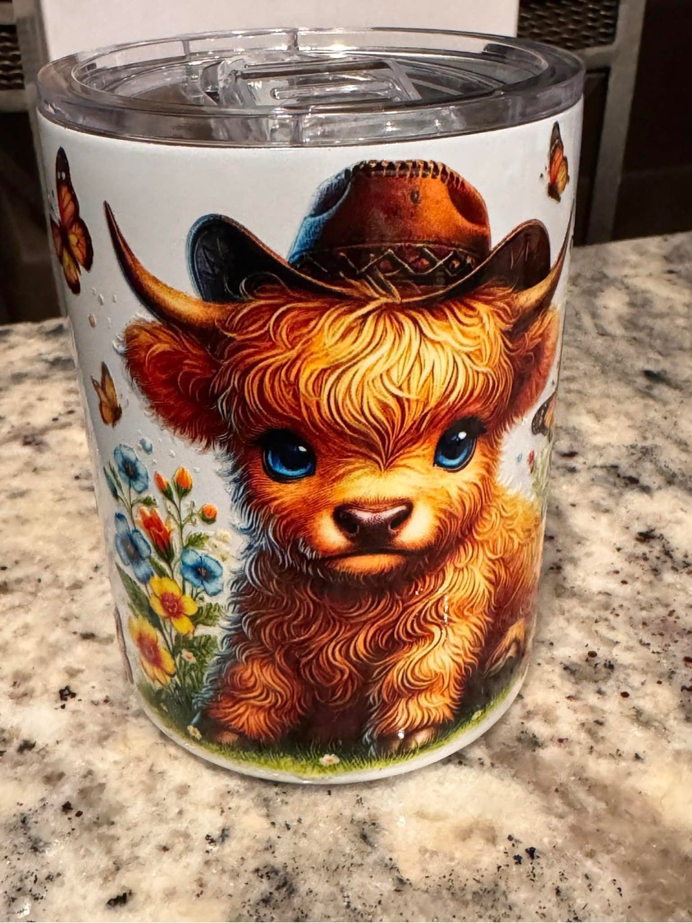 Highland Calf Tumbler with Blue Eyes hand crafted NEW IN BOX